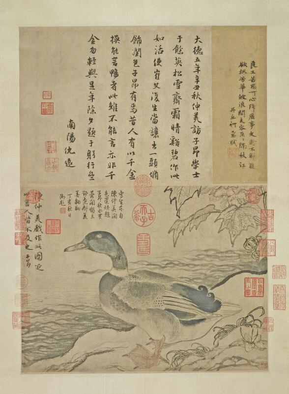 　　〔元〕陈琳《溪凫图》纸本设色 35.7cm×47.5cm 1301年 台北故宫博物院藏